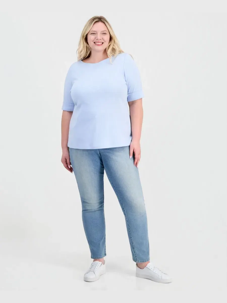 Блуза с длинным рукавом и манжетами, модель Elbow-Sleeve Top Style & Co — изображение 3 из 3, синий
