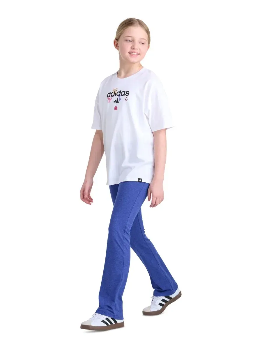 Леггинсы с заниженной посадкой и расклешенной штаниной, модель Folded Waistband Kick Flare Pants — изображение 2 из 5, синий