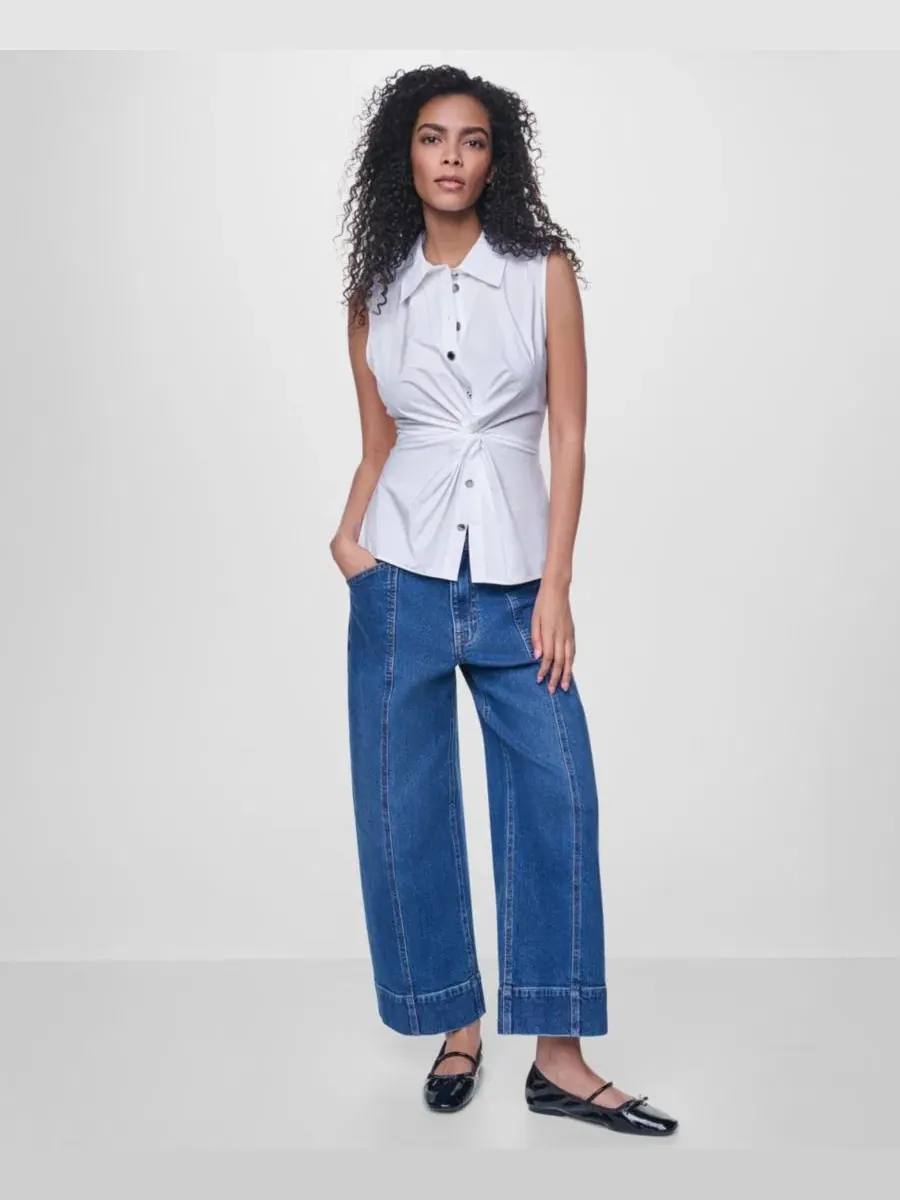 Женская рубашка без рукавов с воротником и twist-спереди DKNY Jeans — изображение 2 из 6, белый