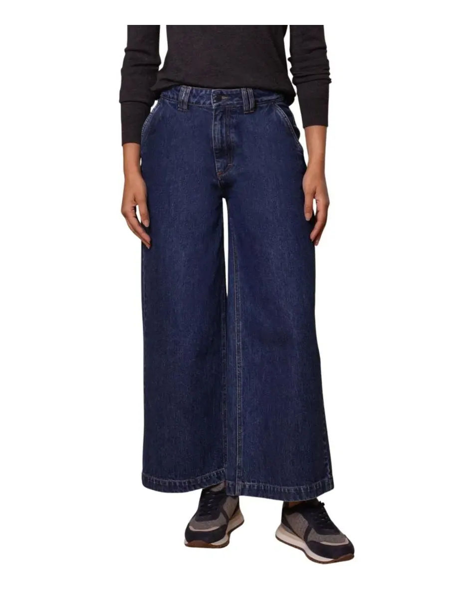 Укороченные брюки прямого кроя с широкими штанинами, Indigo Mid Wash, Celtic & Co — синий