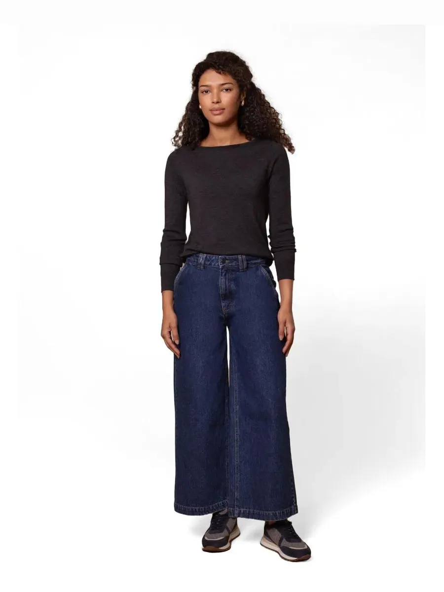 Укороченные брюки прямого кроя с широкими штанинами, Indigo Mid Wash, Celtic & Co — изображение 3 из 8, индиго