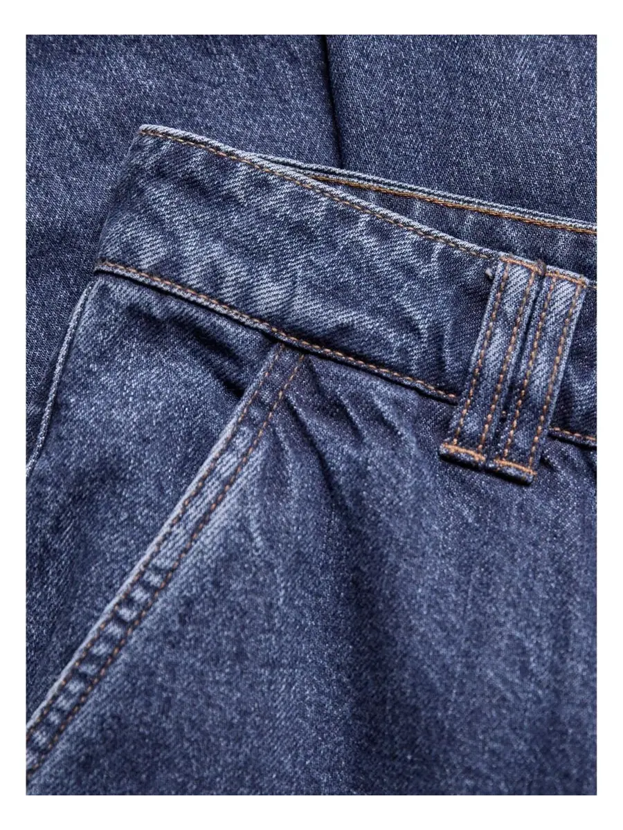 Укороченные брюки прямого кроя с широкими штанинами, Indigo Mid Wash, Celtic & Co — изображение 7 из 8, индиго