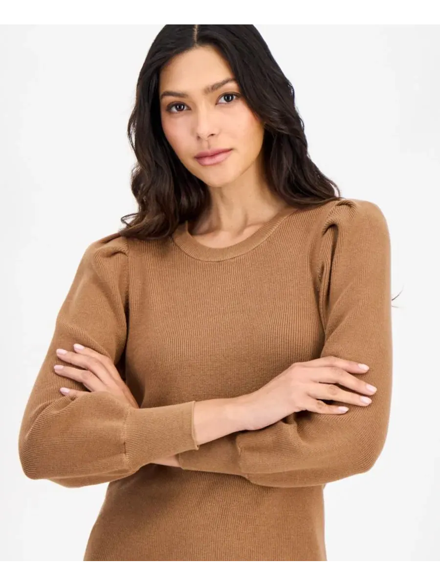 Свитер с длинным рукавом-фонариком Anne Klein Essentials — изображение 3 из 3, бежевый
