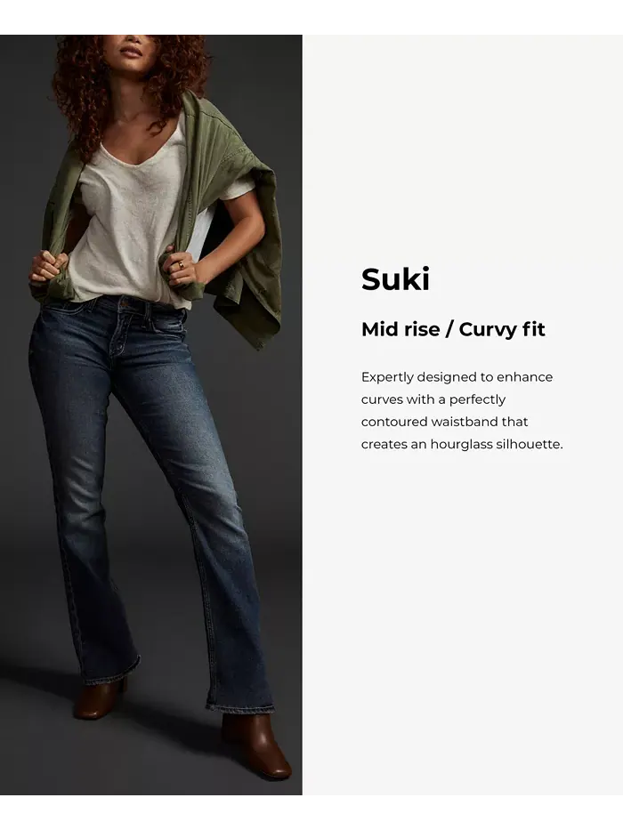 Джинсы Suki Mid Rise Stretchy Slim Bootcut Silver Jeans Co. — изображение 7 из 7, синий
