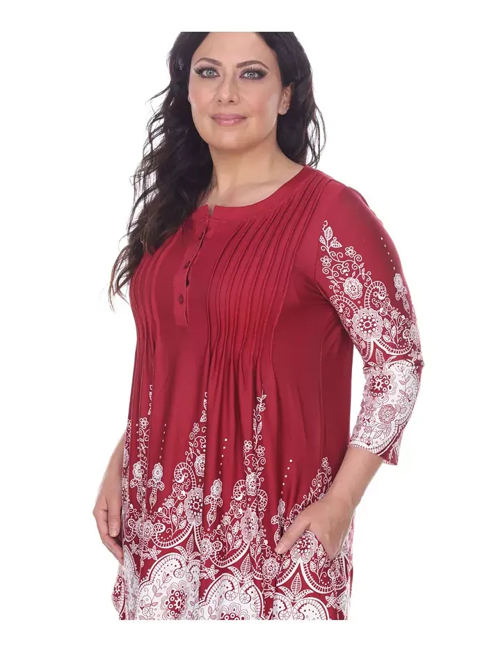 Туника Plus Size Dulce White Mark — изображение 2 из 3, бордовый белый