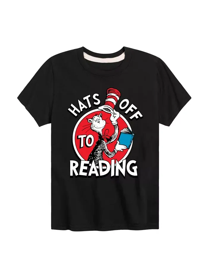 Футболка с принтом "Captain America Boys Hats Off to Reading" Dr. Seuss — черный