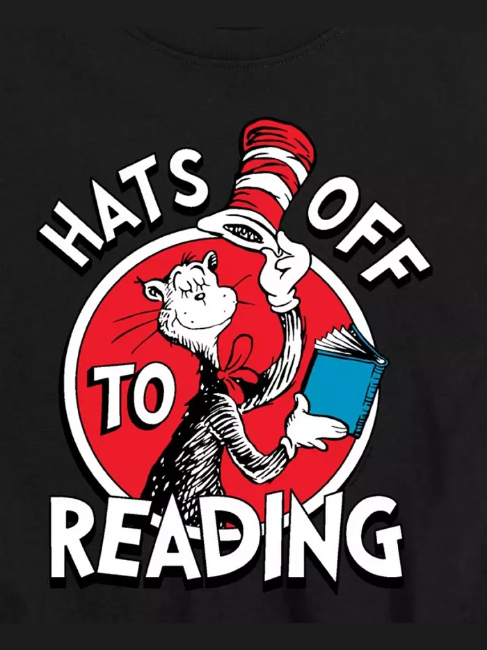 Футболка с принтом "Captain America Boys Hats Off to Reading" Dr. Seuss — изображение 3 из 3, черный