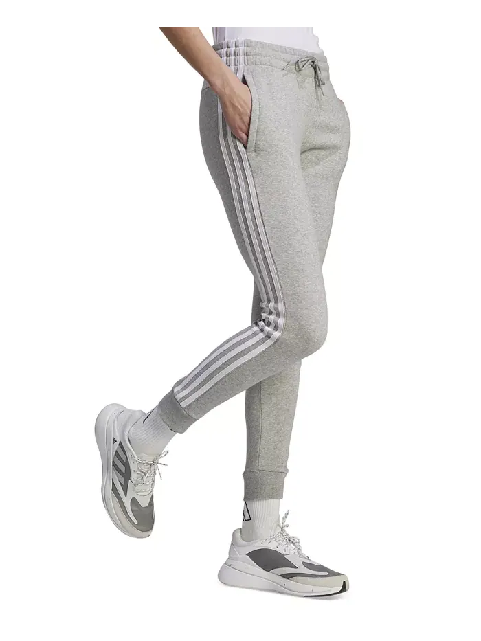Женские джоггеры из флисового хлопка с 3 полосками adidas — изображение 3 из 5, серый/белый