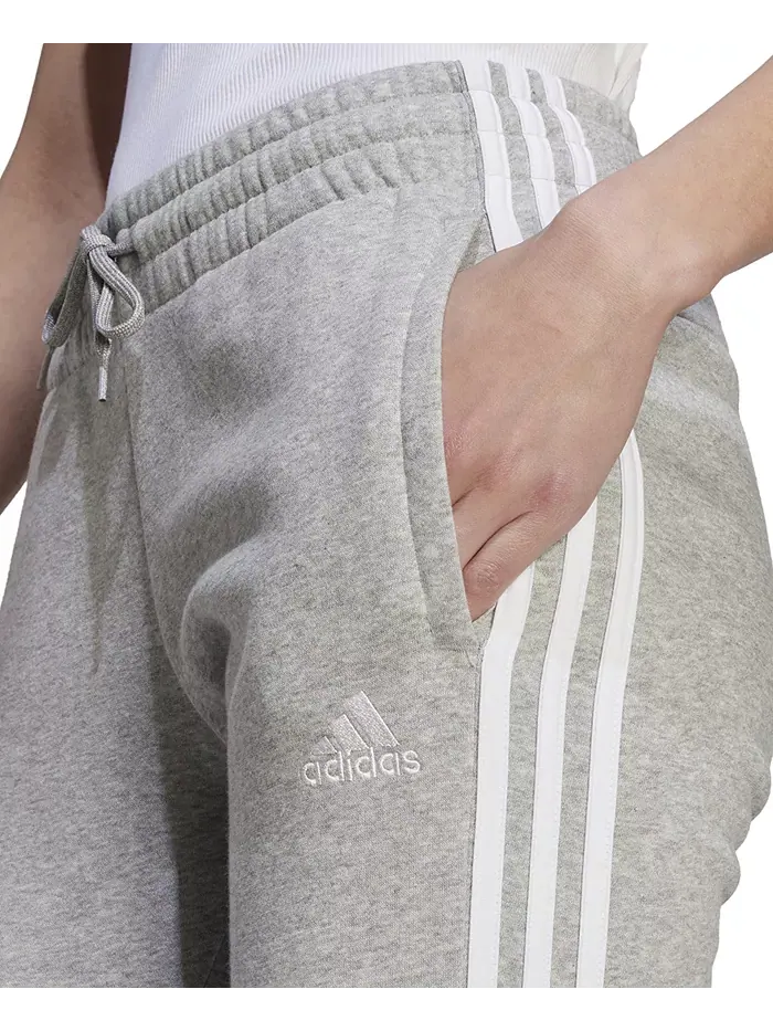 Женские джоггеры из флисового хлопка с 3 полосками adidas — изображение 4 из 5, серый/белый