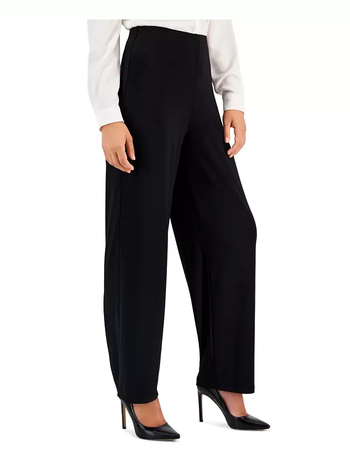 Укороченные широкие брюки-кюлоты на резинке, Petite & Petite Short AK Anne Klein — изображение 3 из 4, черный