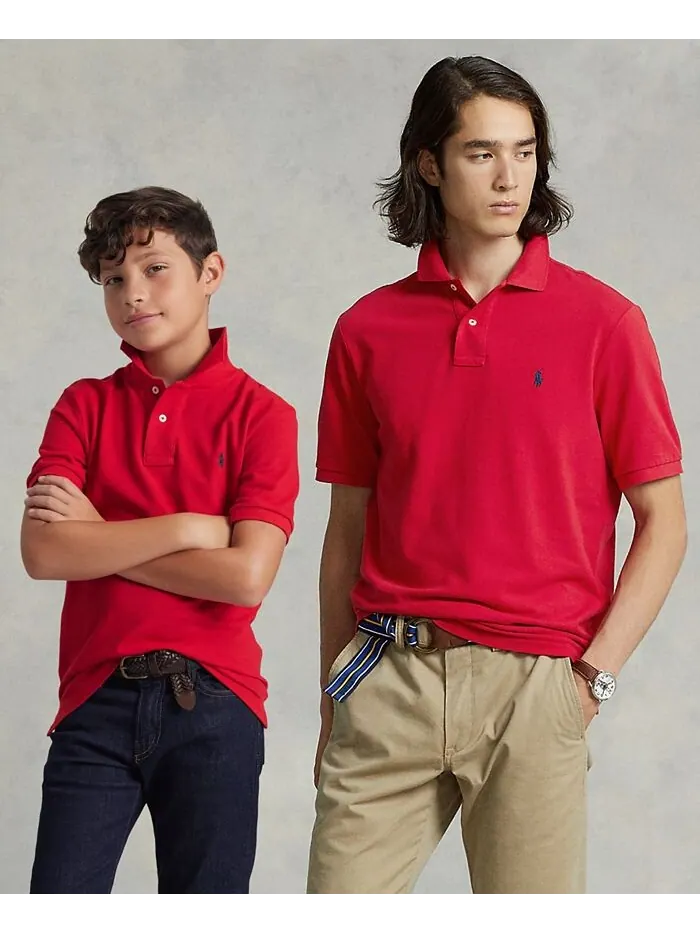 Мужской & Коллекция детских рубашек-поло из хлопковой сетки Polo Ralph Lauren — изображение 1 из 1, серый