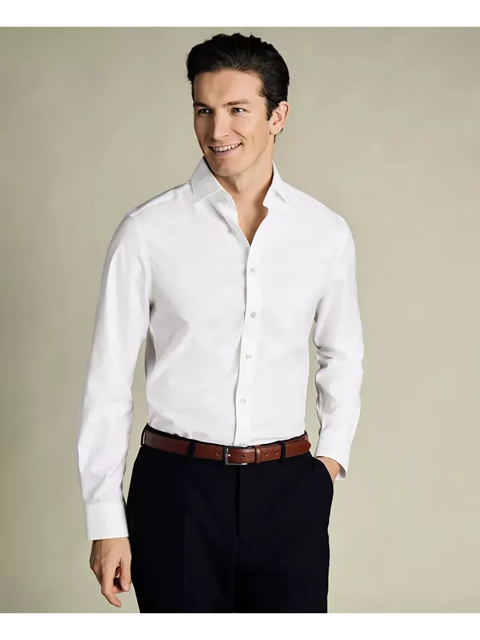 Мужская классическая рубашка из твила Slim-Fit Charles Tyrwhitt — белый