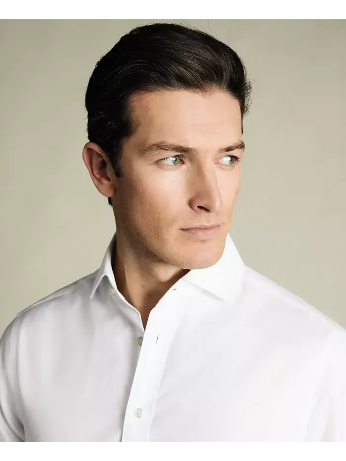 Мужская классическая рубашка из твила Slim-Fit Charles Tyrwhitt — изображение 2 из 3, белый