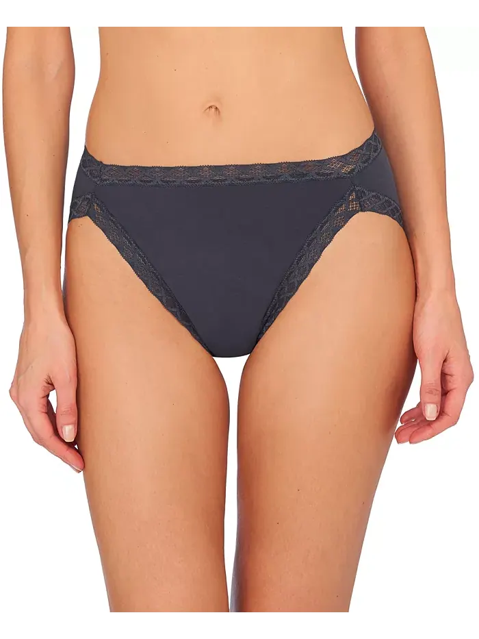 Трусы Bliss Lace-Trim Cotton French-Cut Brief Underwear 152058 Natori — изображение 1 из 1, темно-синий
