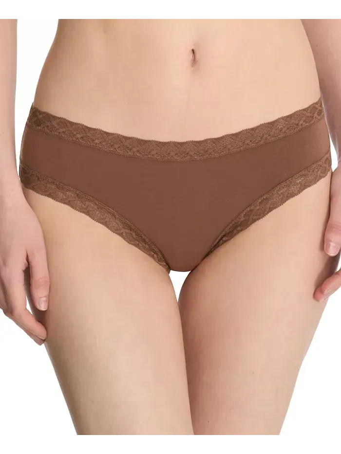 Трусы Bliss Lace-Trim Cotton Brief Underwear 156058 Natori — изображение 1 из 3, коричневый