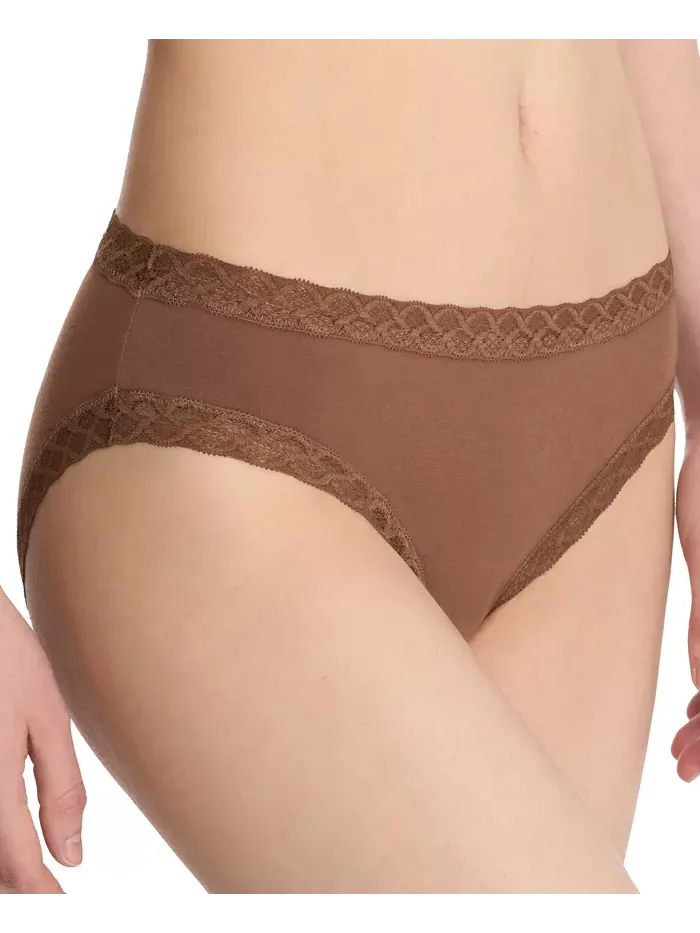 Трусы Bliss Lace-Trim Cotton Brief Underwear 156058 Natori — изображение 2 из 3, коричневый