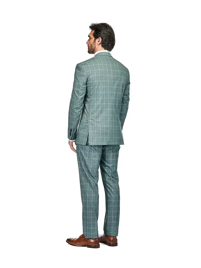 Мужской трехсоставной костюм Slim Fit в зеленую клетку Gino Vitale — изображение 3 из 4, зеленый