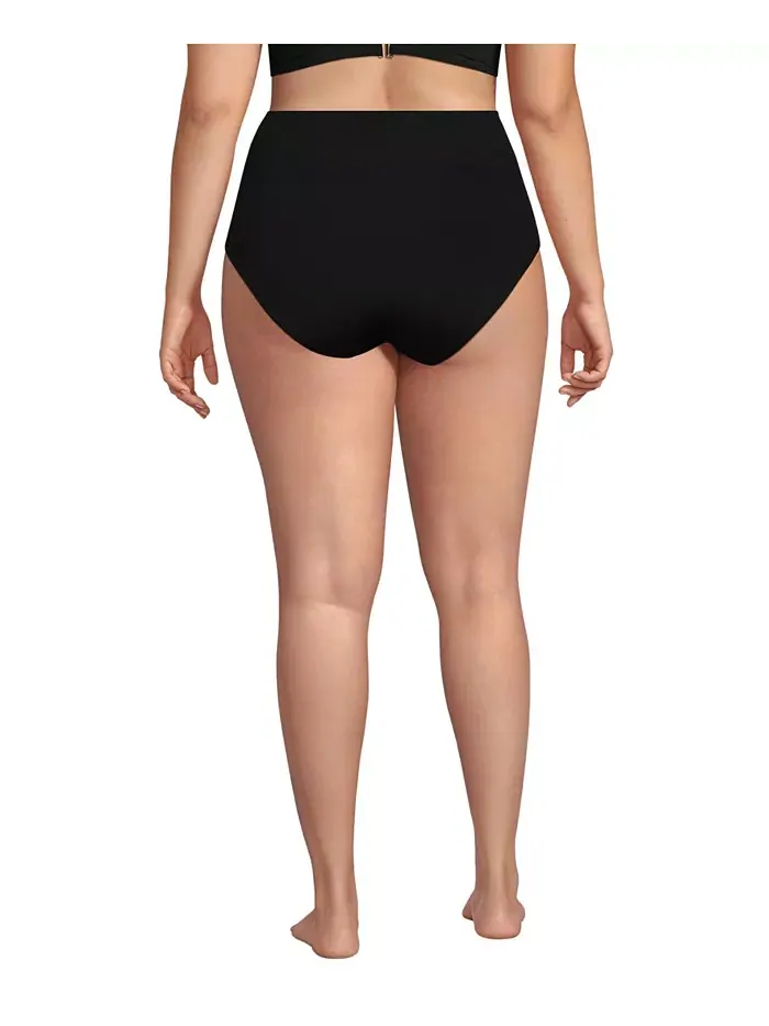 Бикини-трусы с высокой посадкой без врезания Plus Size Lands' End — изображение 2 из 3, черный