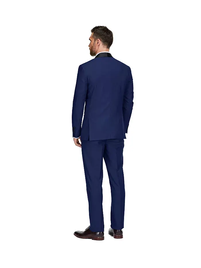 Мужской смокинг из 3 предметов Slim Fit с шалевым воротником Gino Vitale — изображение 3 из 3, синий
