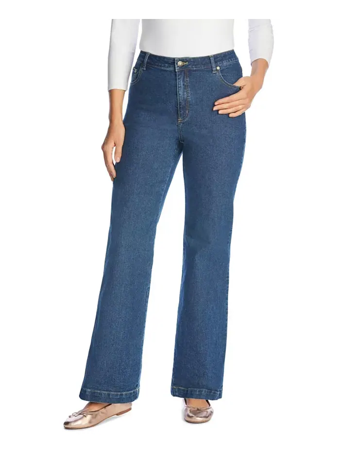 Женские джинсы Within Stretch Denim с широкими штанинами и пятью карманами Woman Within — изображение 3 из 3, коричневый