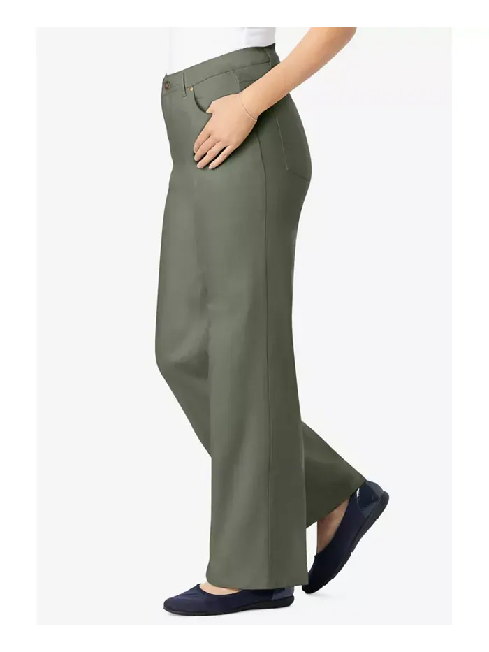 Женские джинсы Within Stretch Denim с широкими штанинами и пятью карманами Woman Within — изображение 3 из 3, зеленый