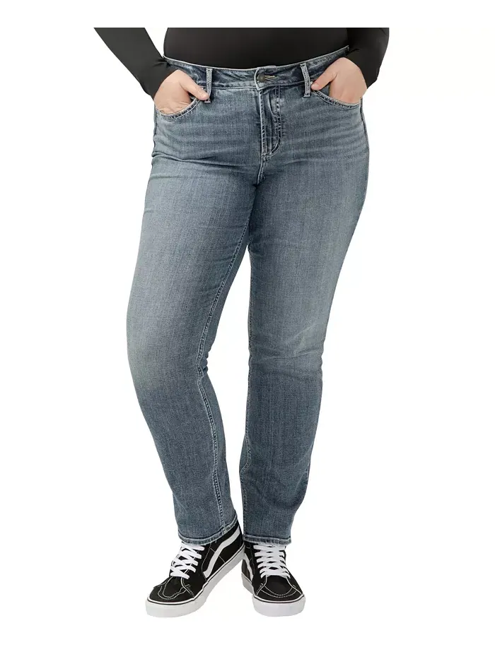 Джинсы Suki Curvy-Fit Straight с высокой талией и прямыми джинсами больших размеров Silver Jeans Co.