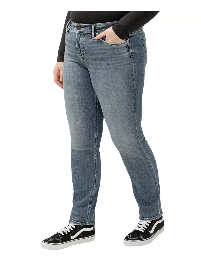 Джинсы Suki Curvy-Fit Straight с высокой талией и прямыми джинсами больших размеров Silver Jeans Co. — изображение 3 из 4