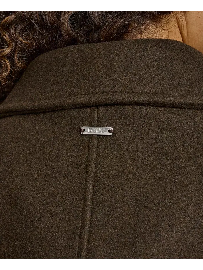 Пальто с поясом и отложным воротником больших размеров Dkny — изображение 6 из 6, коричневый