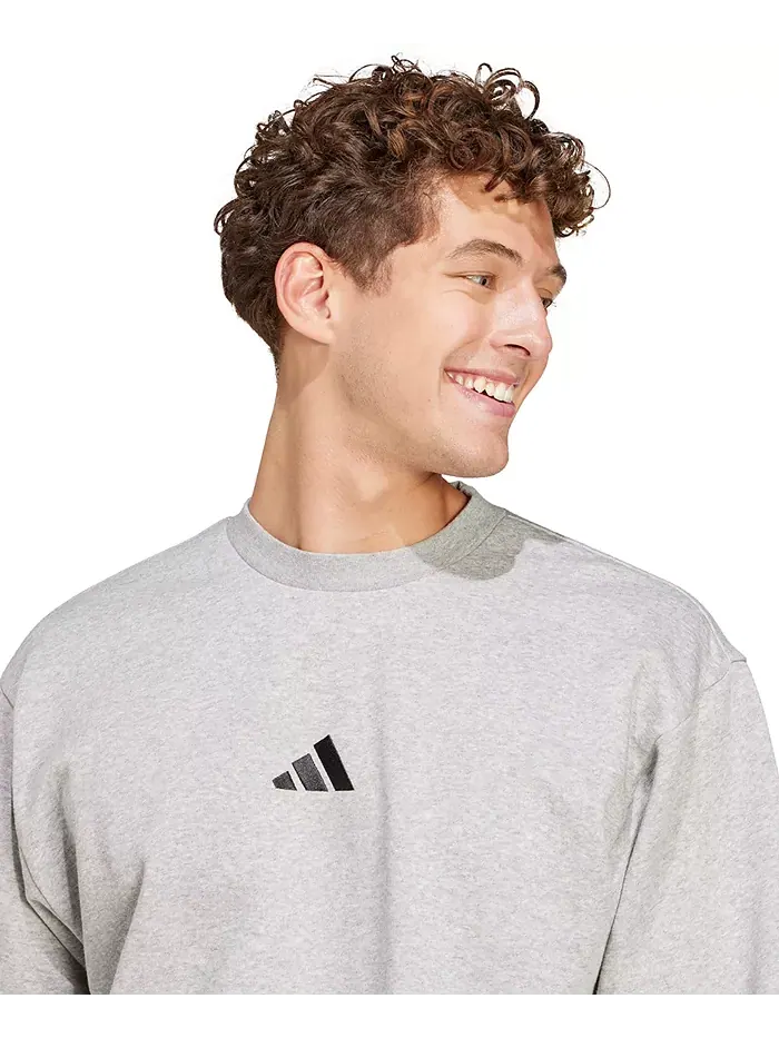 Мужской базовый уютный спортивный свитшот с круглым вырезом Adidas — изображение 3 из 3, серый