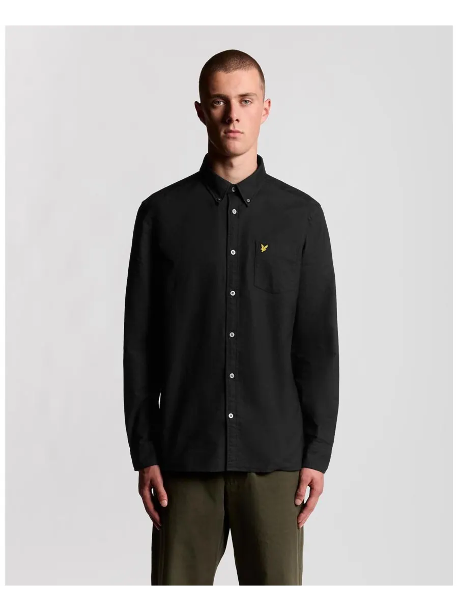 Мужская однотонная рубашка Оксфорд Lyle & Scott — изображение 1 из 6, черный