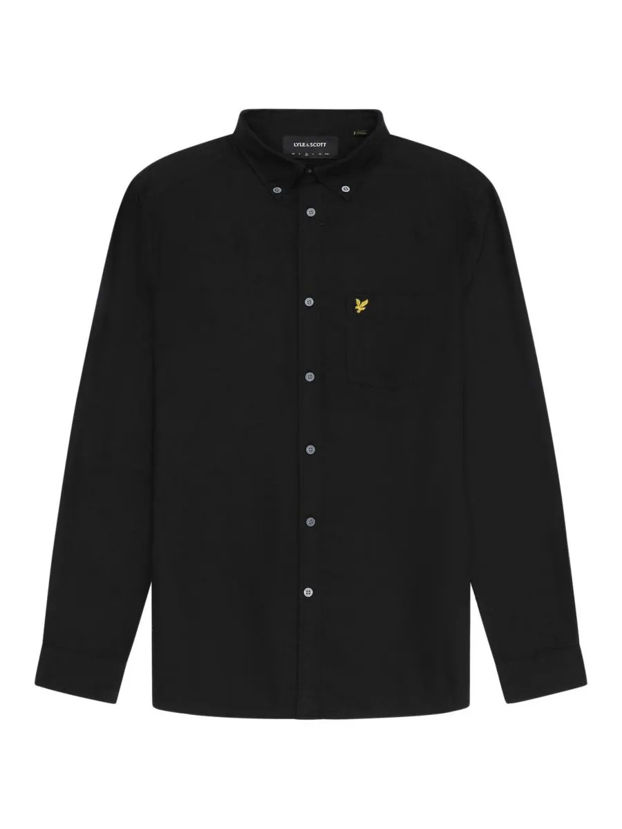 Мужская однотонная рубашка Оксфорд Lyle & Scott — изображение 2 из 6, черный