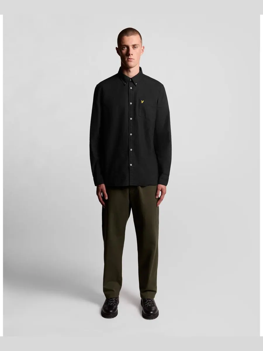 Мужская однотонная рубашка Оксфорд Lyle & Scott — изображение 3 из 6, черный