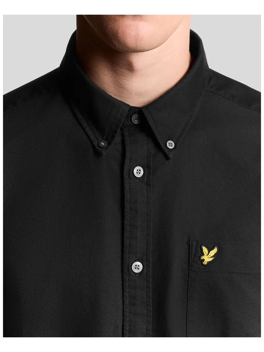 Мужская однотонная рубашка Оксфорд Lyle & Scott — изображение 4 из 6, черный
