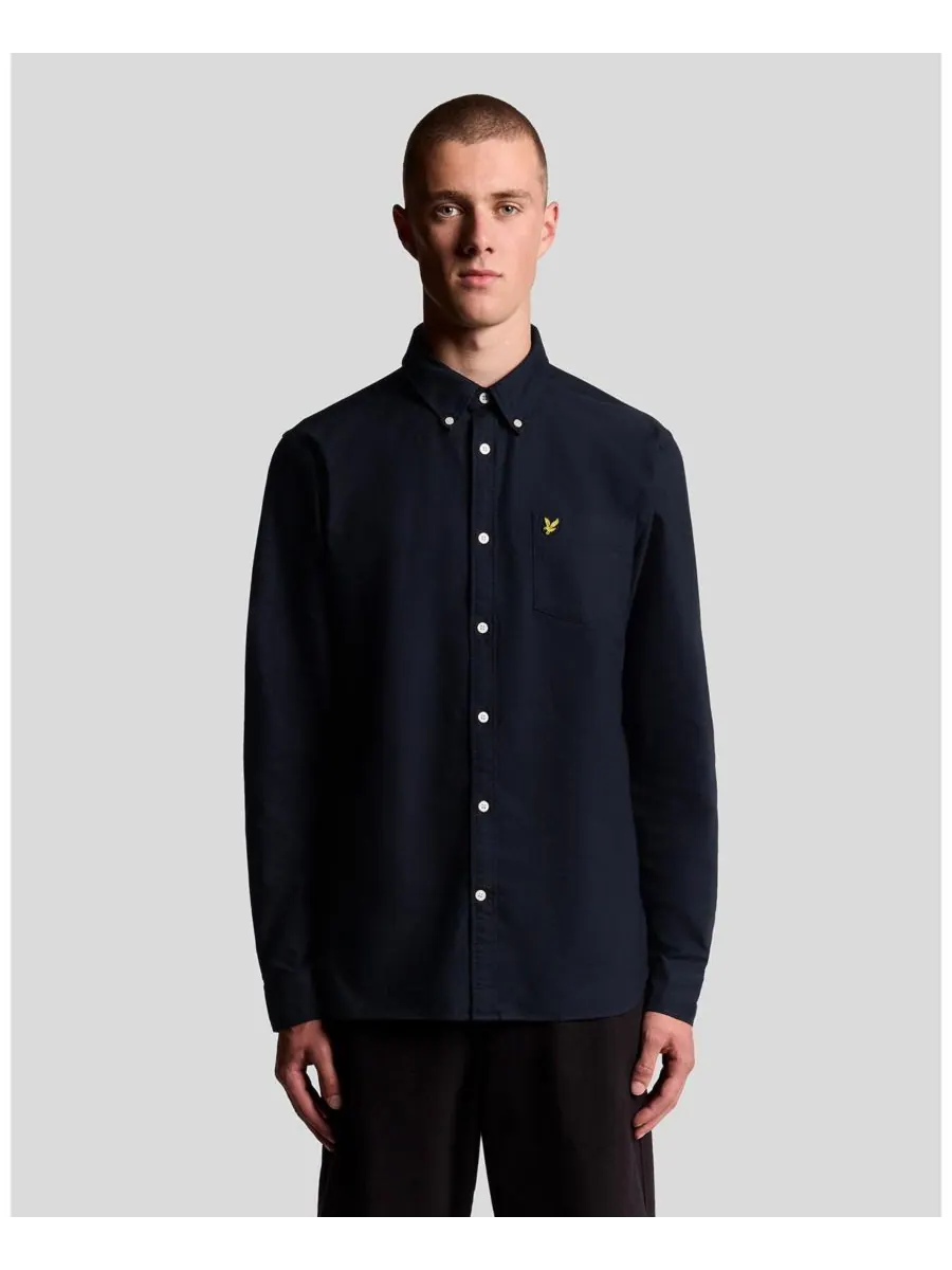 Мужская однотонная рубашка Оксфорд Lyle & Scott — синий