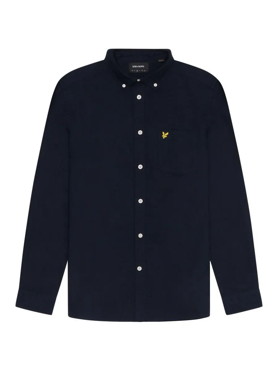 Мужская однотонная рубашка Оксфорд Lyle & Scott — изображение 2 из 6, темный темно-синий