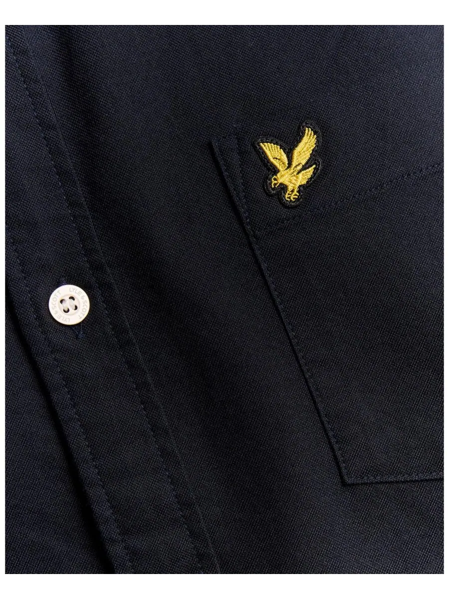 Мужская однотонная рубашка Оксфорд Lyle & Scott — изображение 6 из 6, темный темно-синий