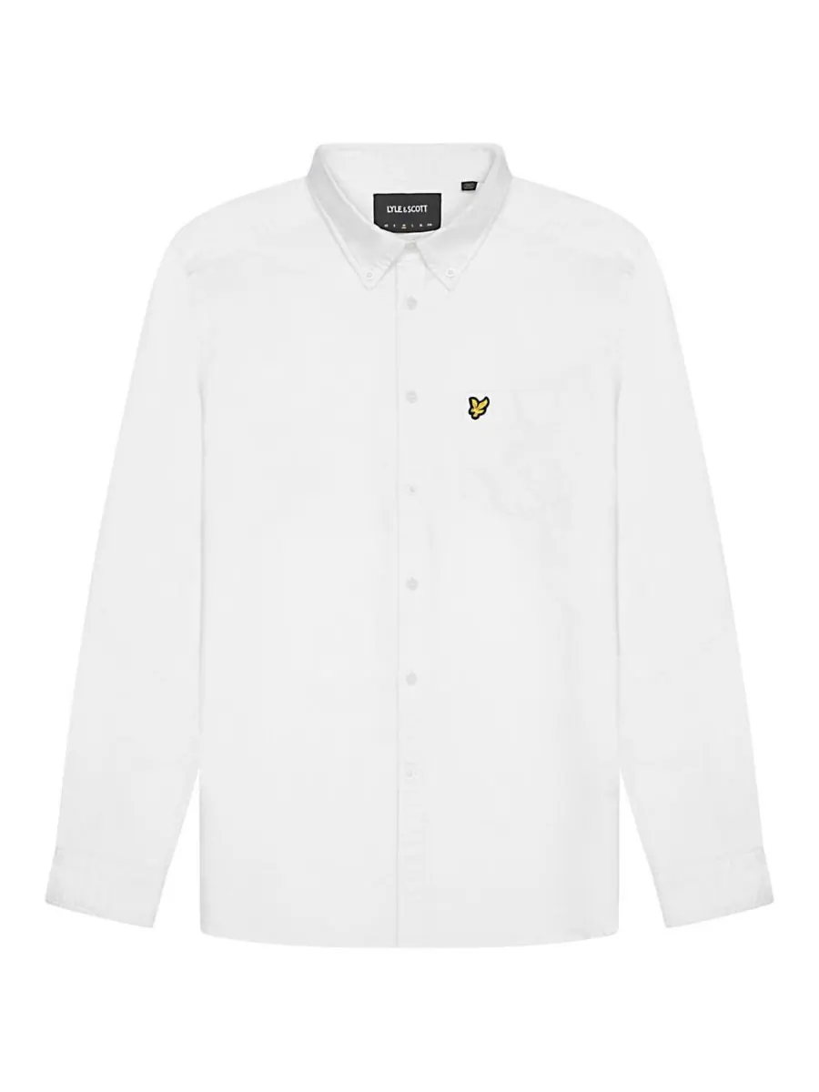 Мужская однотонная рубашка Оксфорд Lyle & Scott — изображение 2 из 5, белый