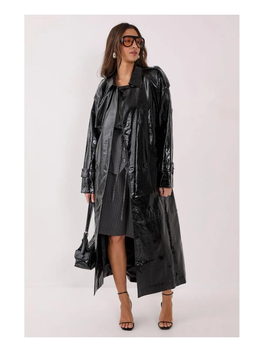 Женский тренч из блестящей искусственной кожи Nasty Gal