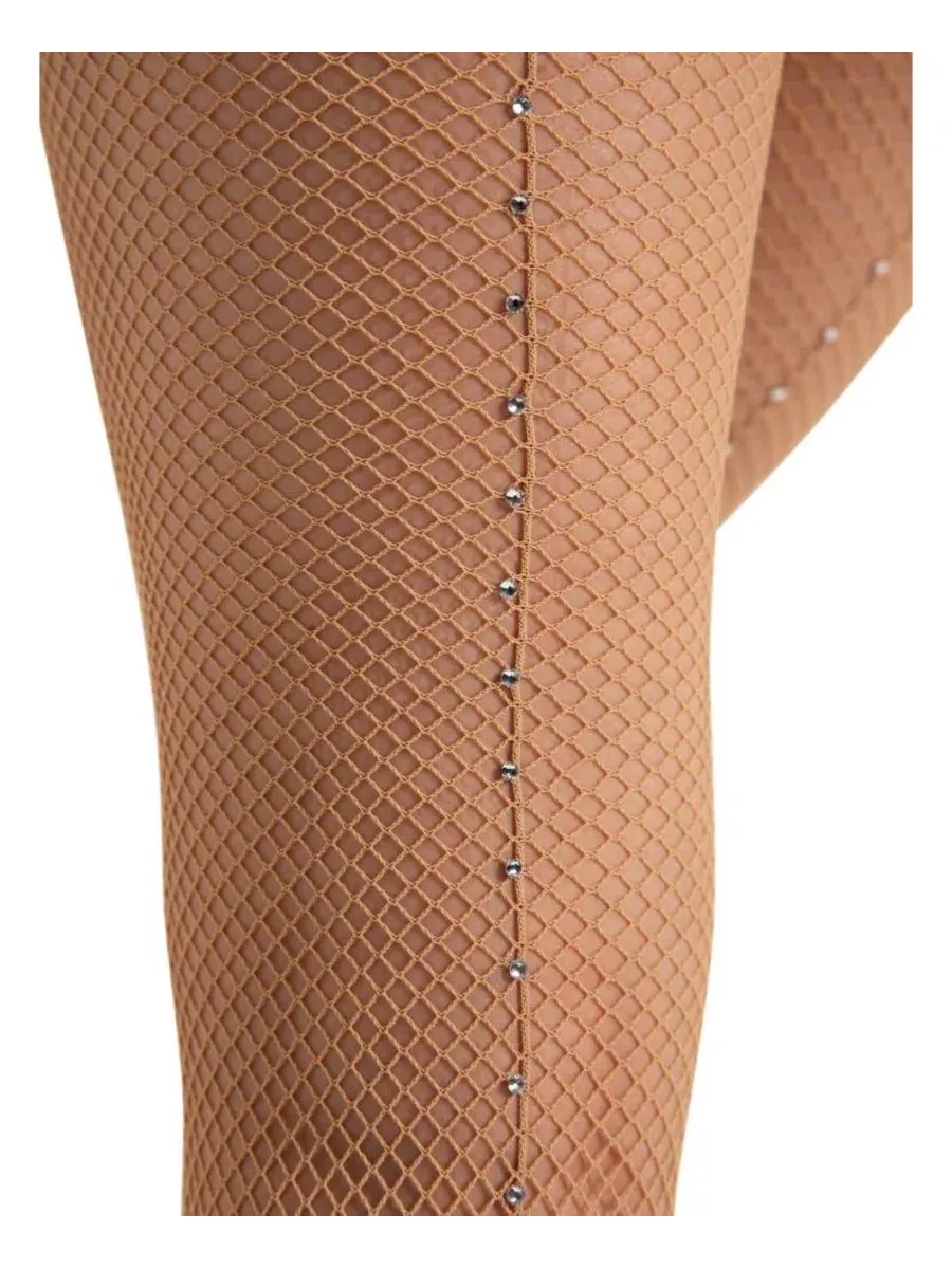 Женские профессиональные колготки в сеточку со стразами Capezio — изображение 2 из 4, карамель