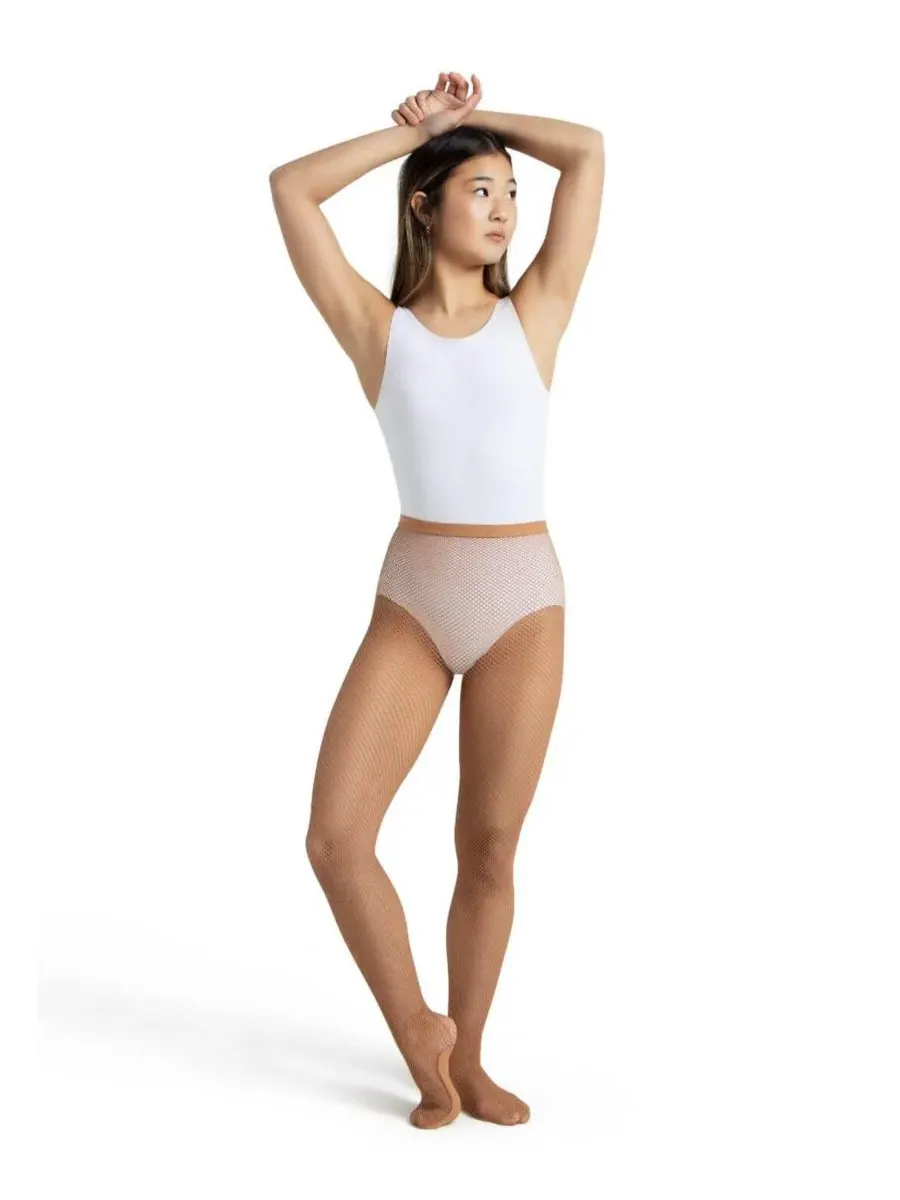 Женские профессиональные колготки в сеточку со стразами Capezio, Suntan