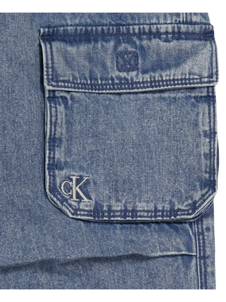 Джинсовые брюки-карго для девочек 7-16 лет Calvin Klein — изображение 4 из 5, синий