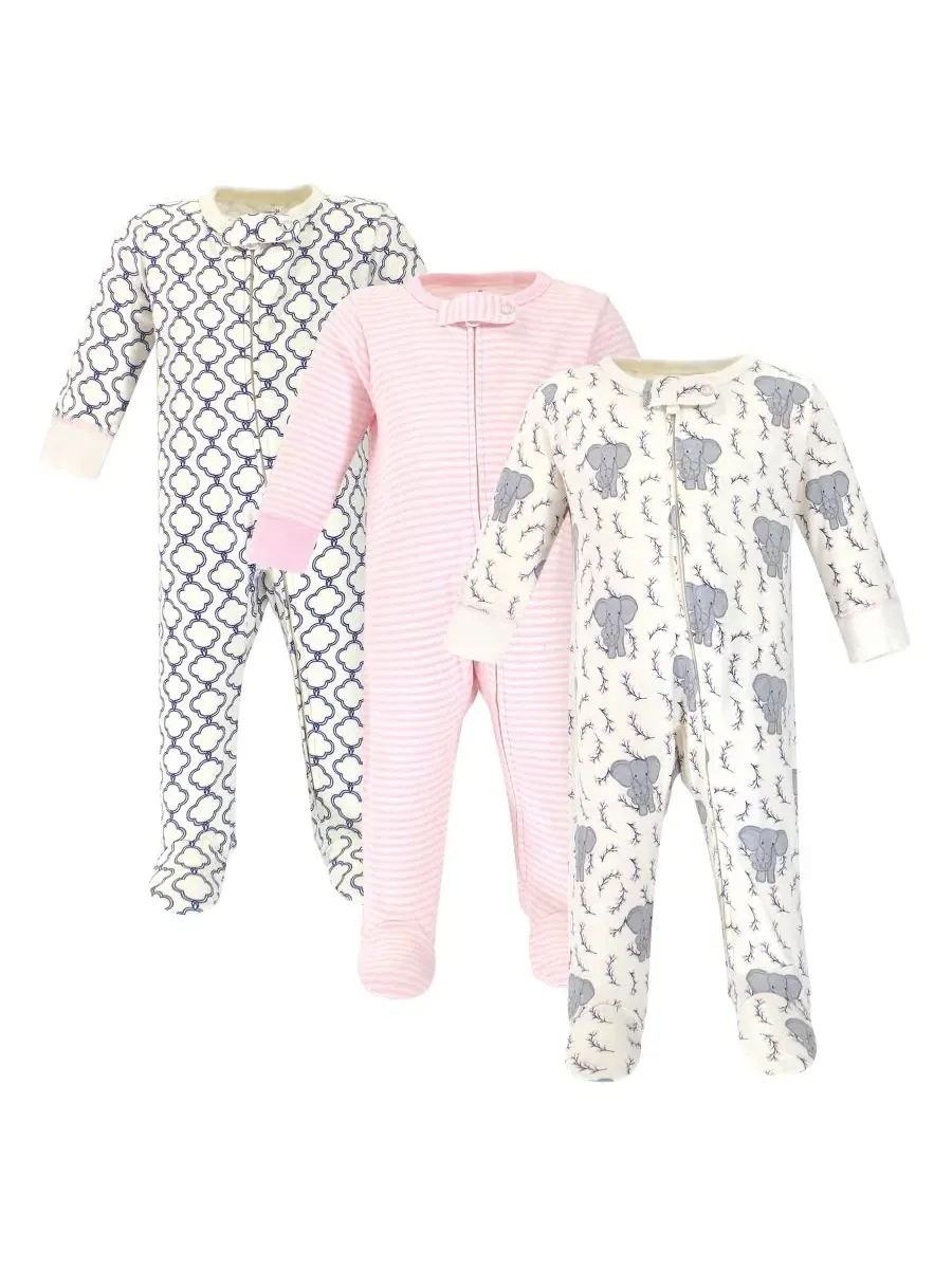 Комплект из 3 боди-комбинезонов Natural Cotton Sleep and Play Touched by Nature, Girl Elephant
