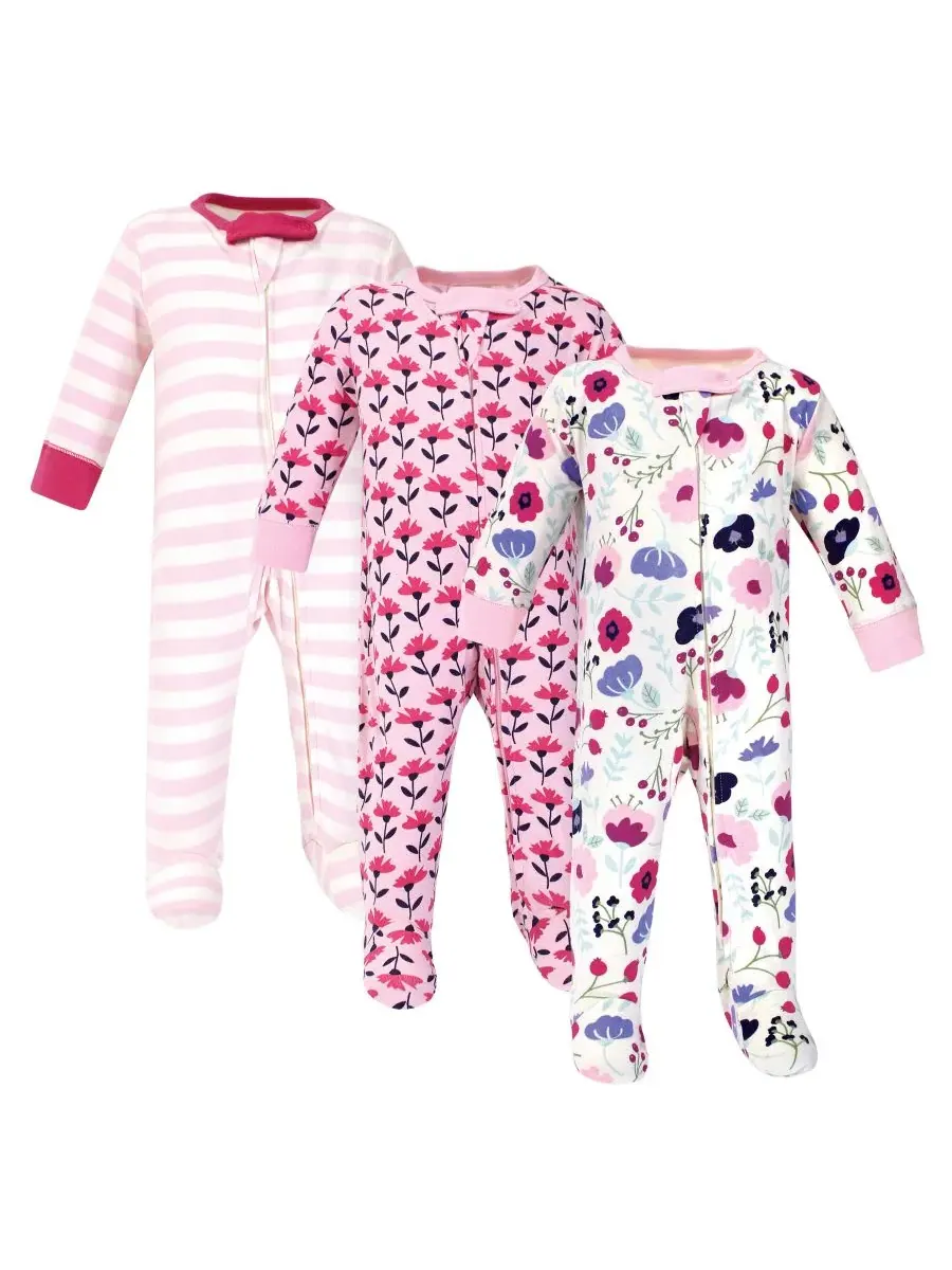 Комплект детских боди-комбинезонов с длинным рукавом, на молнии, Natural Cotton Sleep and Play — розовый