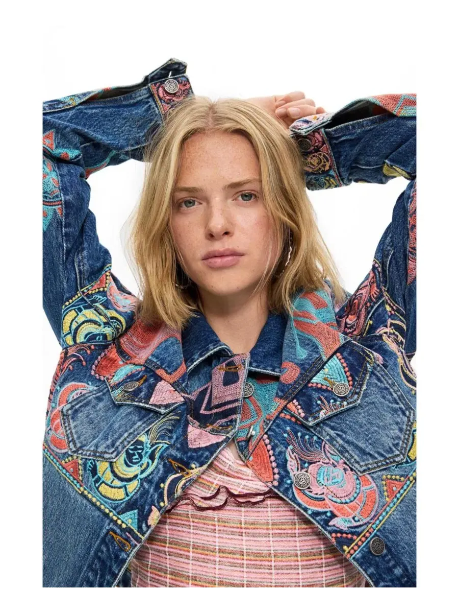 Джинсовая куртка с мультиколор принтом Desigual — изображение 4 из 5, синий