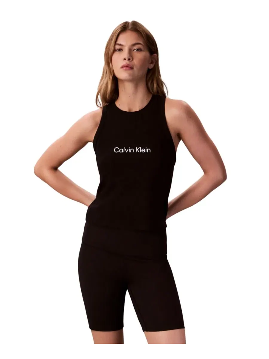 Укороченный женский топ-майка Calvin Klein Performance — черный