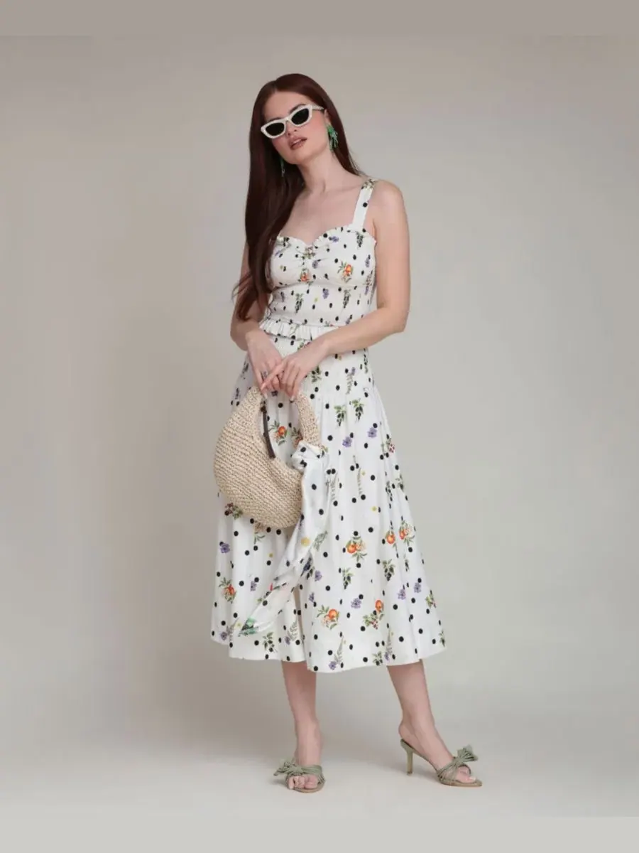 Топ с запахом и рюшами, модель Smocked Sweetheart Neck Avec Les Filles