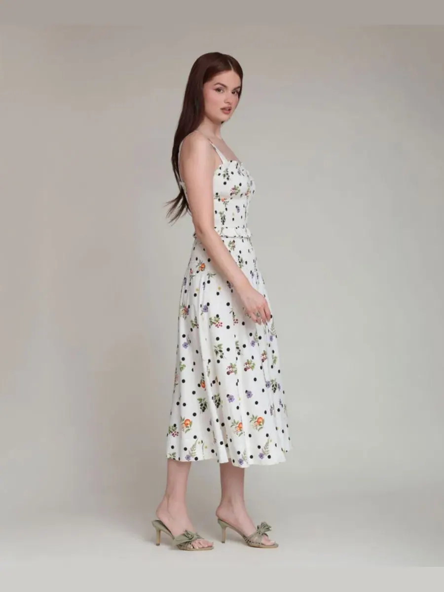 Топ с запахом и рюшами, модель Smocked Sweetheart Neck Avec Les Filles — изображение 3 из 10, кремовый