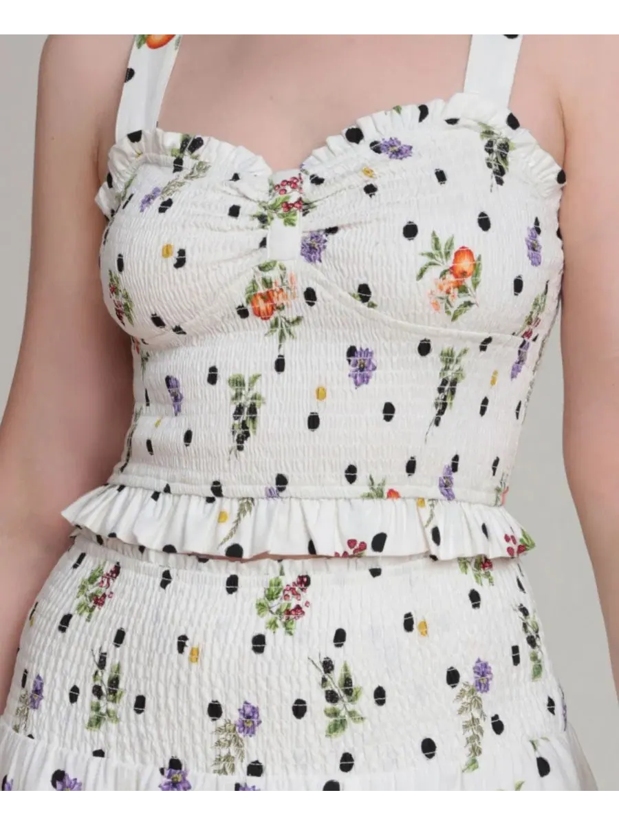 Топ с запахом и рюшами, модель Smocked Sweetheart Neck Avec Les Filles — изображение 4 из 10, кремовый