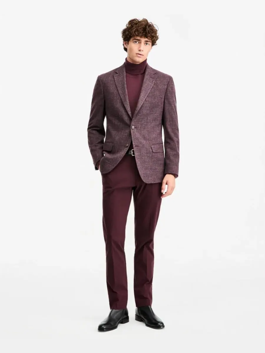 Пиджак спортивный Modern-Fit Burgundy Solid Sport Coat Tommy Hilfiger — изображение 2 из 4, бордовый