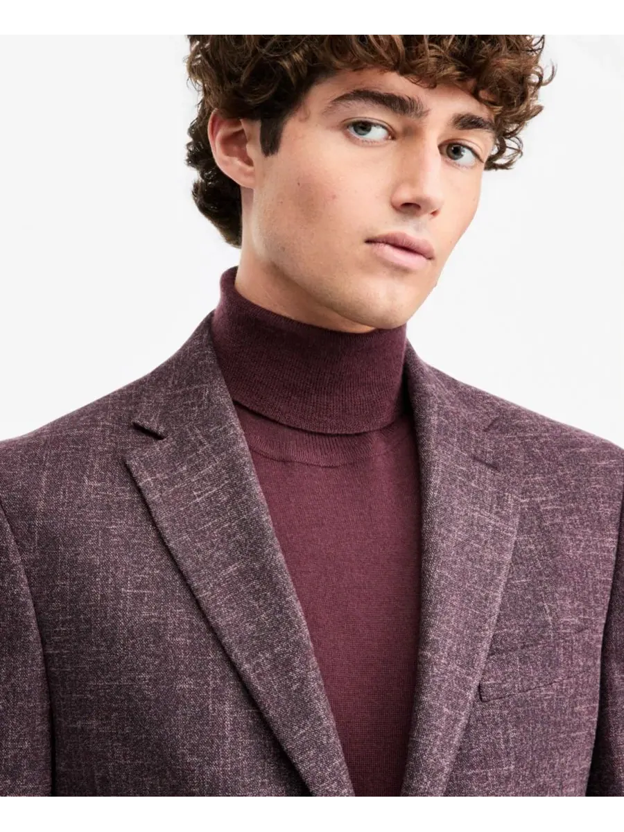 Пиджак спортивный Modern-Fit Burgundy Solid Sport Coat Tommy Hilfiger — изображение 3 из 4, бордовый